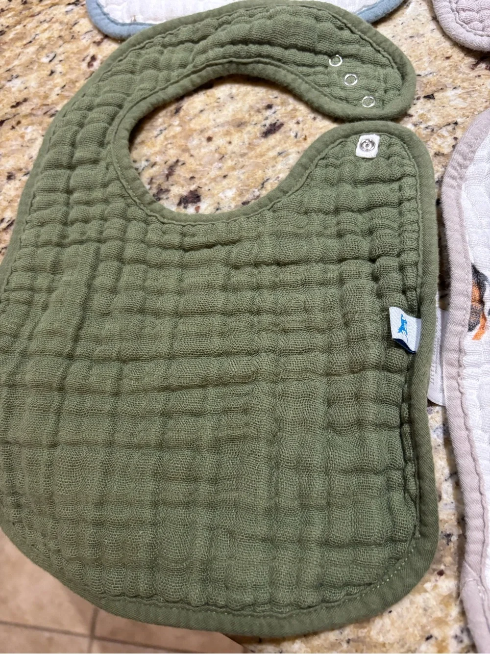 Assorted Quilted Baby Bibs - Olive, Cream, Gray, White Prints little unicorn